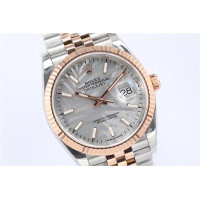 EWF Datejust 36 126200 A3235 Automatic Mens Watch Two Tone RG Gray Palm Dial 904L SS Jubilee Bracelet Best Edition