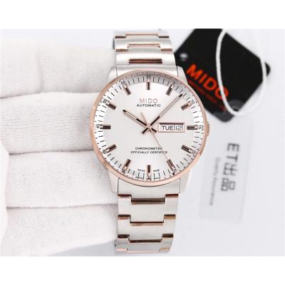 Replica Commander A2836 Automatic Movement Mens Watch White Dial Two Tone Rose Gold A F12