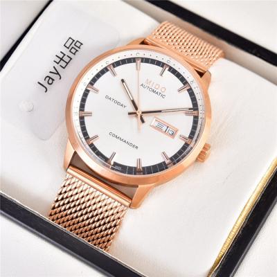 Replica Commander A21j Automatic Movement Mens Watch White Dial Rose Gold B G02