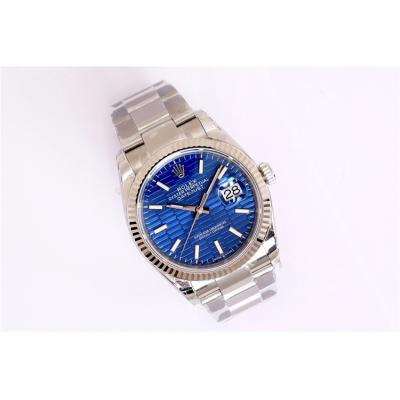 EWF Datejust 36 126200 A3235 Automatic Mens Watch Blue Fluted Motif Dial 904L SS Oyster Bracelet Best Edition