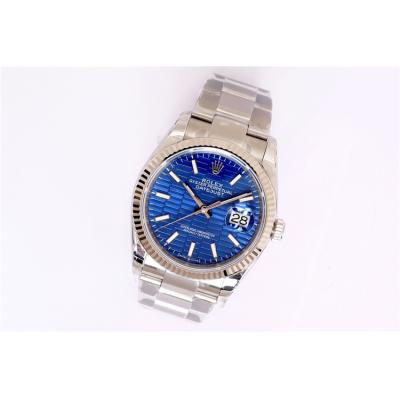 EWF Datejust 36 126200 A3235 Automatic Mens Watch Blue Fluted Motif Dial 904L SS Oyster Bracelet Best Edition