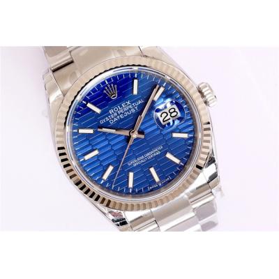 EWF Datejust 36 126200 A3235 Automatic Mens Watch Blue Fluted Motif Dial 904L SS Oyster Bracelet Best Edition