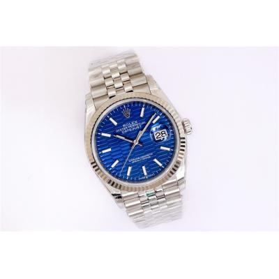 EWF Datejust 36 126200 A3235 Automatic Mens Watch Blue Fluted Motif Dial 904L SS Jubilee Bracelet Best Edition