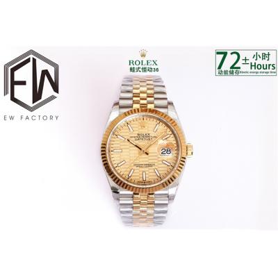 EWF Datejust 36 126200 A3235 Automatic Mens Watch Champagne Fluted Motif Dial 904L SS Jubilee Bracelet Best Edition