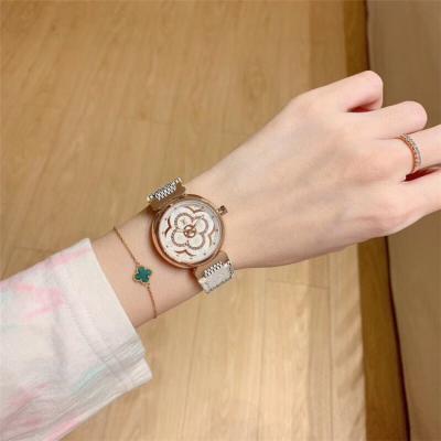 Replica Tambour Moon Swiss Quartz Movement Womens Watch Monogram Dial Leather Strap F01