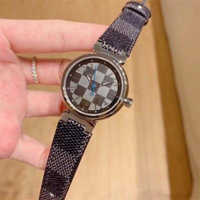 Replica Tambour Moon Swiss Quartz Movement Womens Watch Monogram Dial Leather Strap F01