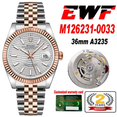 EWF Datejust 36 126200 A3235 Automatic Mens Watch Gray Fluted Motif Dial 904L SS Oyster Bracelet Best Edition