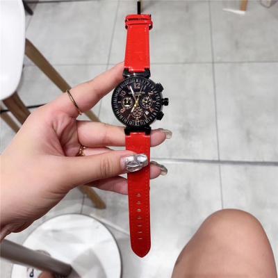 Replica Tambour Moon Japan Quartz Chronograph Movement Womens Watch Black Dial Leather Strap F03