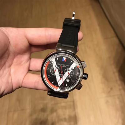 Replica Tambour Moon Swiss Quanrtz Movement Mens Watch Black Dial Rubber Strap F04