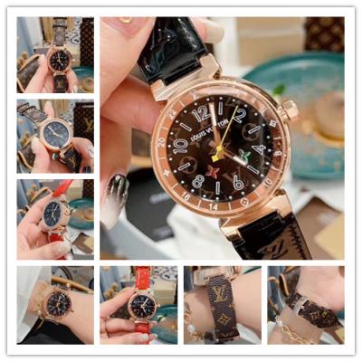 Replica Tambour Moon Swiss Quanrtz Movement Womens Watch Black Dial Leather Strap F05