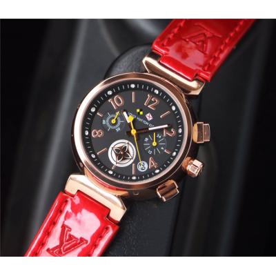 Replica Tambour Moon Swiss Quanrtz Movement Womens Watch Black Dial Leather Strap F07