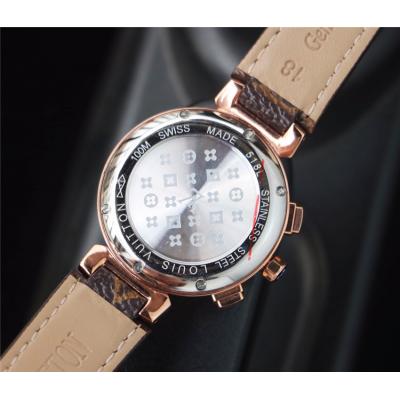 Replica Tambour Moon Swiss Quanrtz Movement Womens Watch Black Dial Leather Strap F07