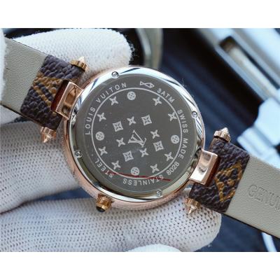 Replica Tambour Moon Swiss Quanrtz Movement Womens/Mens Watch Blue Dial Diamonds Case Leather Strap F08