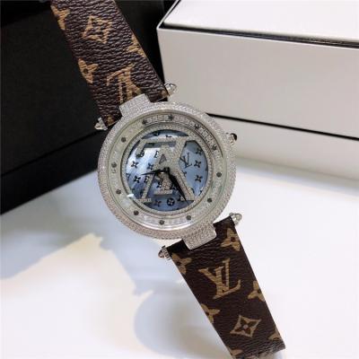 Replica Tambour Moon Swiss Quanrtz Movement Mens Watch Blue Dial Diamonds Case Leather Strap F09