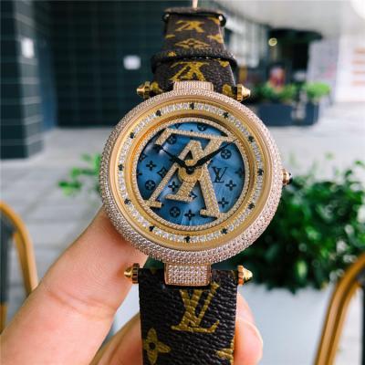 Replica Tambour Moon Swiss Quanrtz Movement Mens Watch Blue Dial Diamonds Case Leather Strap F10