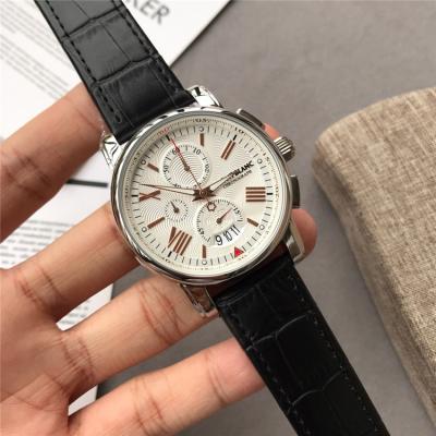 Replica 4810 Japan Quartz Chronograph Movement Mens Watch White Dial Leather Strap C02