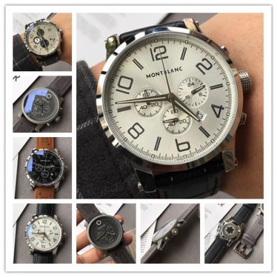 Replica Traditional Japan Quartz Chronograph Movement Mens Watch Silver Dial Leather Strap C03