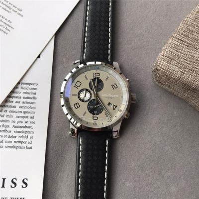 Replica Traditional Japan Quartz Chronograph Movement Mens Watch Silver Dial Leather Strap C03