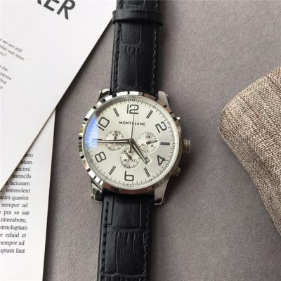 Replica Traditional Japan Quartz Chronograph Movement Mens Watch Silver Dial Leather Strap C03