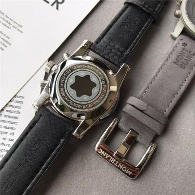 Replica Traditional Japan Quartz Chronograph Movement Mens Watch Silver Dial Leather Strap C03