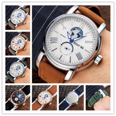 Replica Traditional Japan Quartz Movement Mens Watch White Dial Leather Strap C06