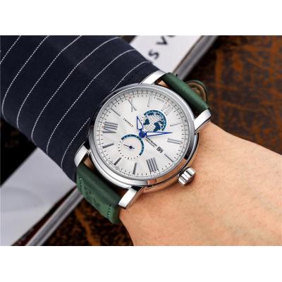 Replica Traditional Japan Quartz Movement Mens Watch White Dial Leather Strap C06