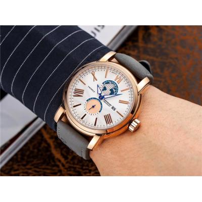 Replica Traditional Japan Quartz Movement Mens Watch White Dial Leather Strap C06