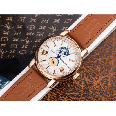 Replica Traditional Japan Quartz Movement Mens Watch White Dial Leather Strap C06