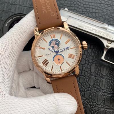 Replica Traditional Japan Quartz Movement Mens Watch Black Dial Leather Strap C07