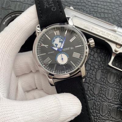 Replica Traditional Japan Quartz Movement Mens Watch Black Dial Leather Strap C07