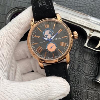 Replica Traditional Japan Quartz Movement Mens Watch Black Dial Leather Strap C07