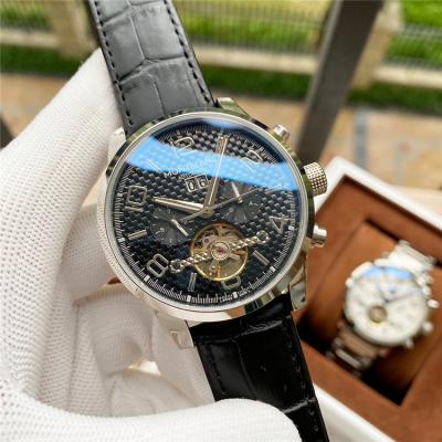 Replica Traditional A21j Automatic Movement Mens Watch White Tourbillon Dial Leather Strap C09