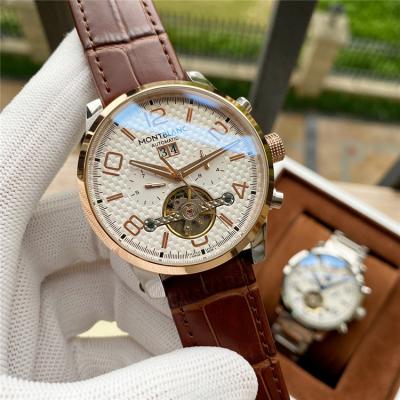 Replica Traditional A21j Automatic Movement Mens Watch White Tourbillon Dial Leather Strap C09