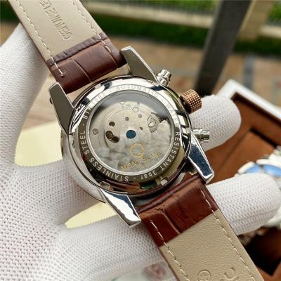 Replica Traditional A21j Automatic Movement Mens Watch White Tourbillon Dial Leather Strap C09