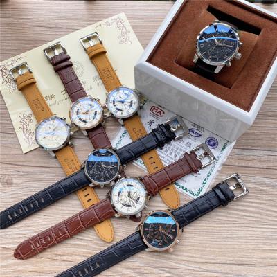 Replica Traditional A21j Automatic Movement Mens Watch Black Dial Leather Strap C10