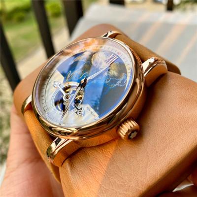 Replica Traditional A21j Automatic Movement Mens Watch Tourbillon Dial Leather Strap C12