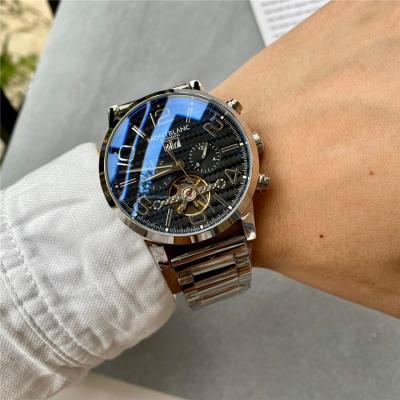 Replica Traditional A21j Automatic Movement Mens Watch Black Tourbillon Dial Stainless Steel C14