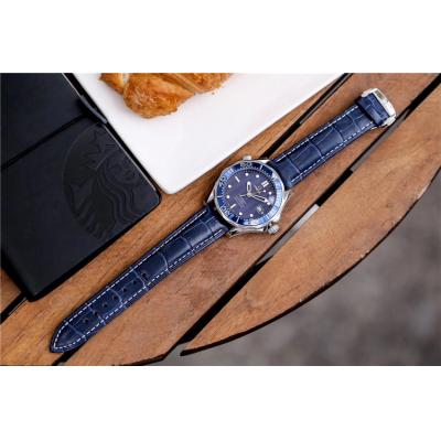 Replica Seamaster A21j Automatic Movement Mens Watch Blue Dial Leather Strap E09