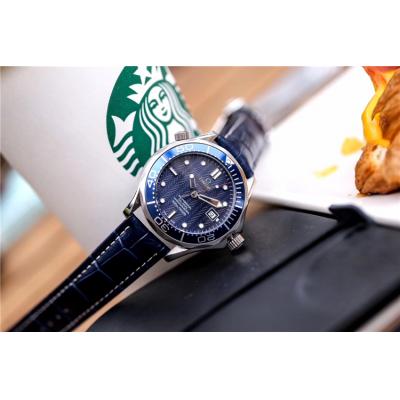 Replica Seamaster A21j Automatic Movement Mens Watch Blue Dial Leather Strap E09