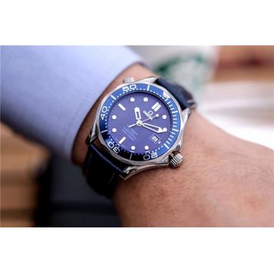 Replica Seamaster A21j Automatic Movement Mens Watch Blue Dial Leather Strap E09