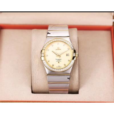 Replica Constellation Japan Miyota 8215 Automatic  Mens/Womens Watch Gold Dial Two Tone Yellow Gold E10