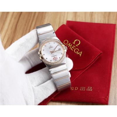 Replica Constellation Japan Miyota 8215 Automatic Mens Watch Silver Dial Diamonds Case Two Tone Rose Gold A E15