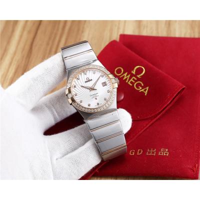 Replica Constellation Japan Miyota 8215 Automatic Mens Watch Silver Dial Diamonds Case Two Tone Rose Gold A E15