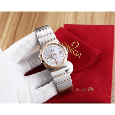 Replica Constellation Japan Miyota 8215 Automatic Mens Watch Silver Dial Diamonds Case Two Tone Rose Gold A E15