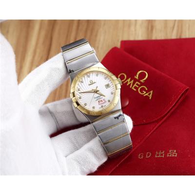 Replica Constellation Japan Miyota 8215 Automatic Mens Watch Gold Dial Two Tone Yellow Gold B E15