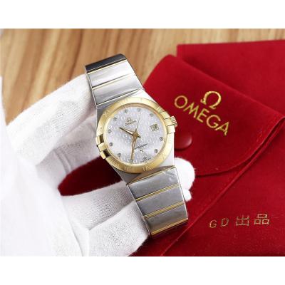 Replica Constellation Japan Miyota 8215 Automatic Mens Watch Gold Dial Two Tone Yellow Gold B E15