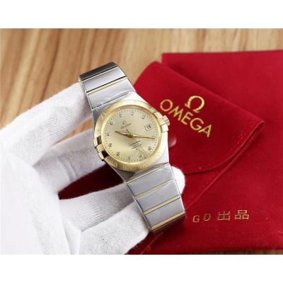 Replica Constellation Japan Miyota 8215 Automatic Mens Watch Gold Dial Two Tone Yellow Gold B E15