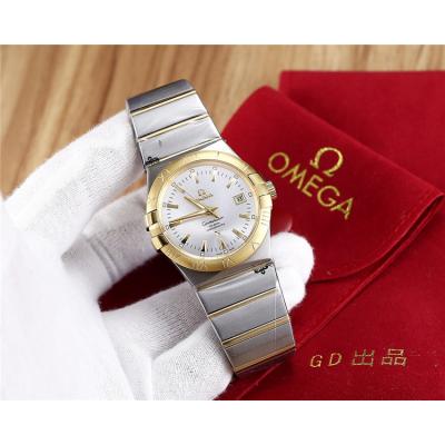 Replica Constellation Japan Miyota 8215 Automatic Mens Watch Gold Dial Two Tone Yellow Gold B E15