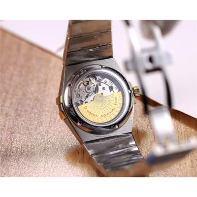 Replica Constellation Japan Miyota 8215 Automatic Mens Watch Gold Dial Diamonds Case Two Tone Yellow Gold C E15