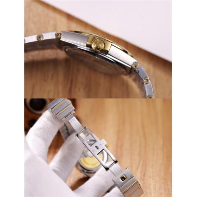 Replica Constellation Japan Miyota 8215 Automatic Mens Watch Gold Dial Diamonds Case Two Tone Yellow Gold C E15